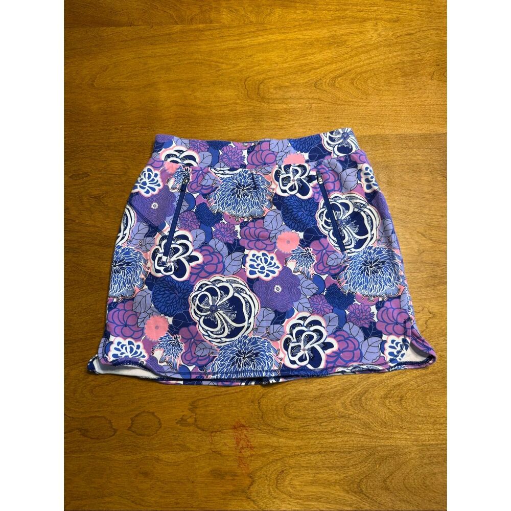 T by Talbots Women's Floral Golf Tennis Pickleball Skort Purple Blue Size Small